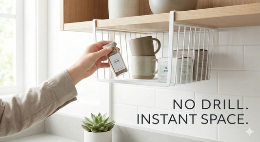 No-Drill Minimalist Under-Shelf Storage Basket